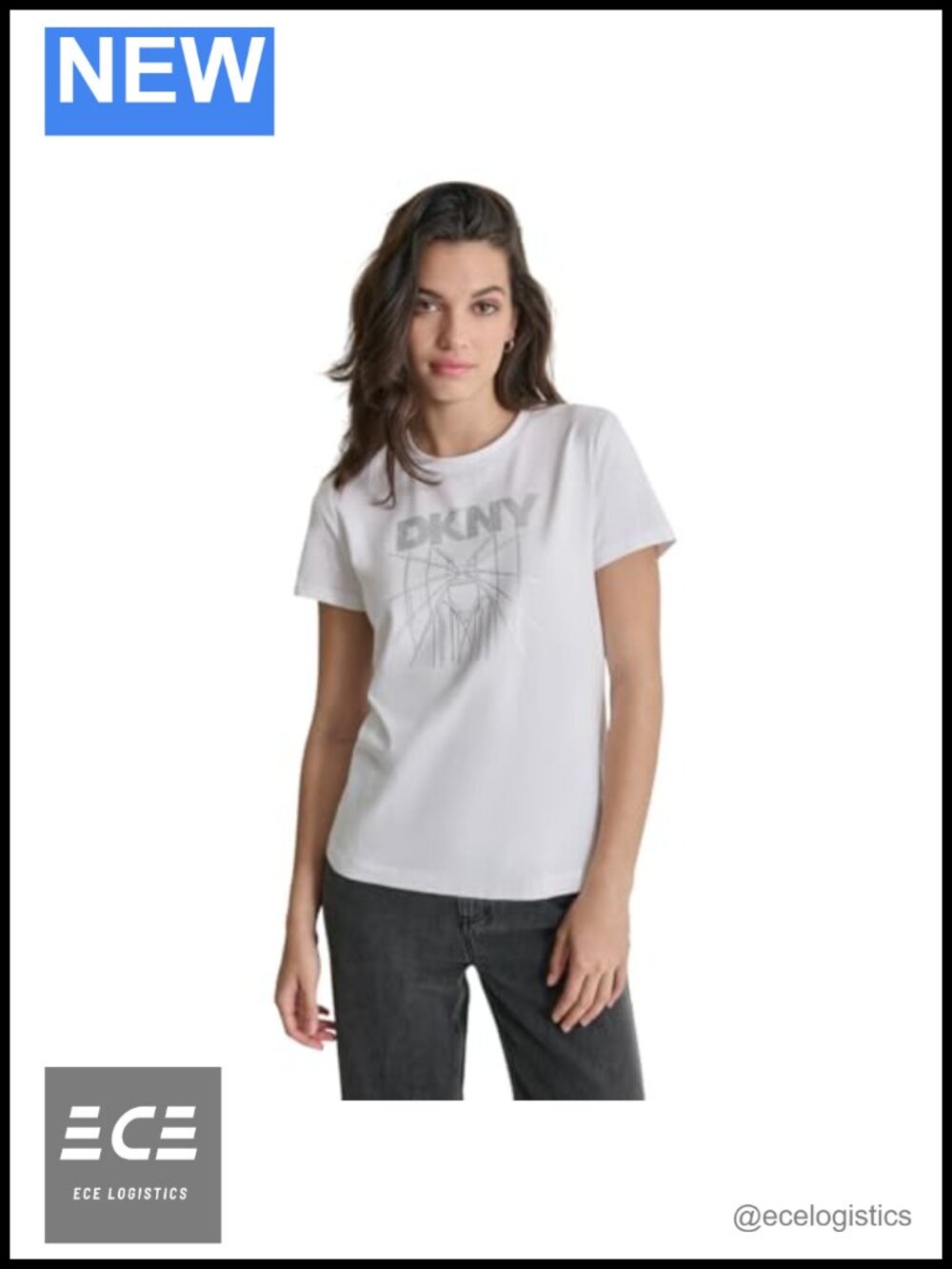 DKNY Logo Short Sleeve T-Shirt Relaxed Fit Crew Neck Casual Tee